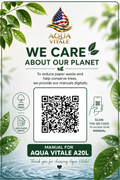QR code poster linking to the digital manual for the Aqua Vitale A20L