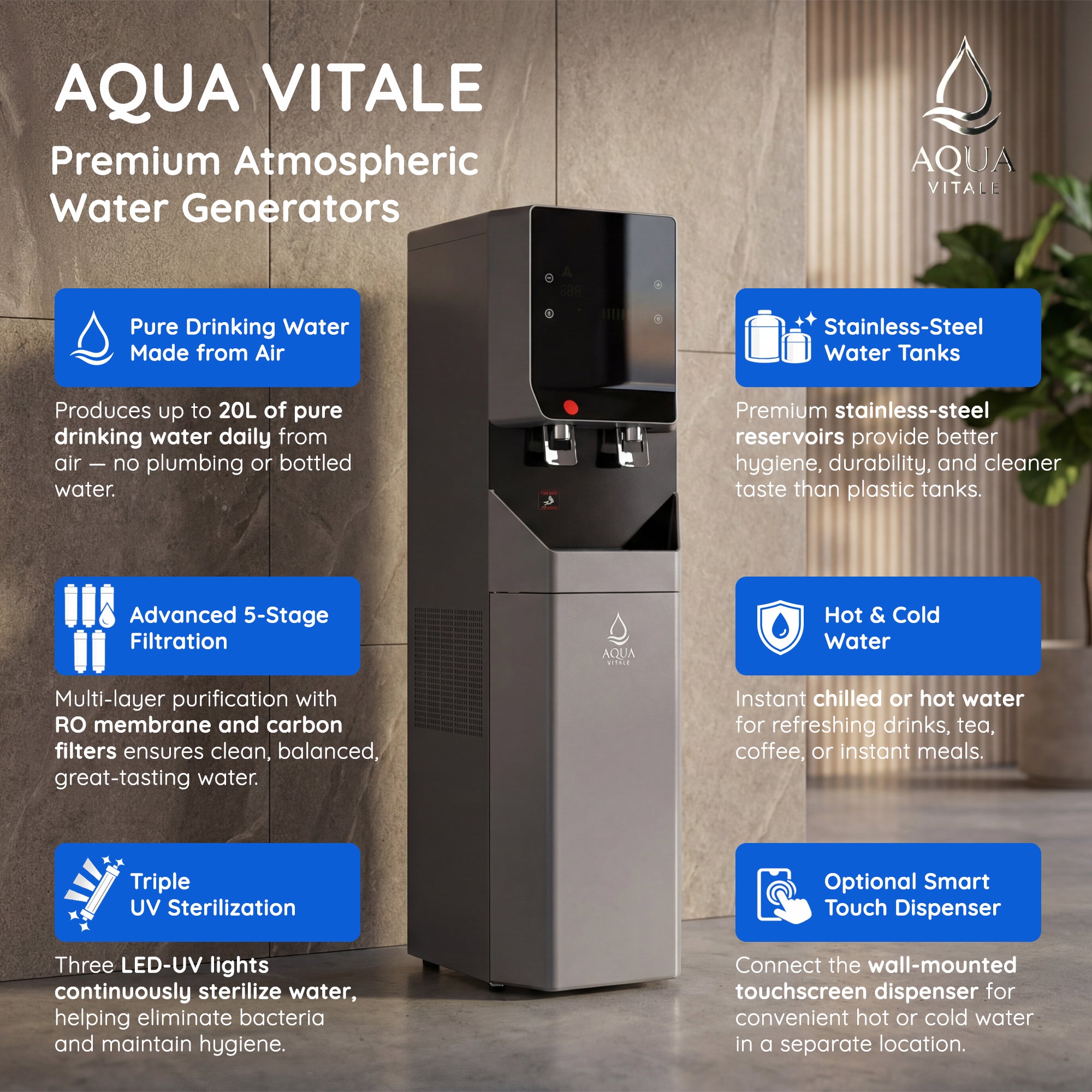 Aqua Vitale A20L | Atmospheric Water Generator - 20L Water From