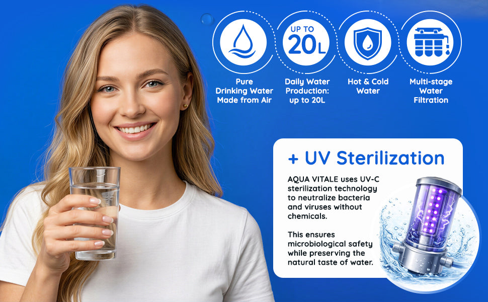 Aqua Vitale A20L water purifier features and UV sterilization technology