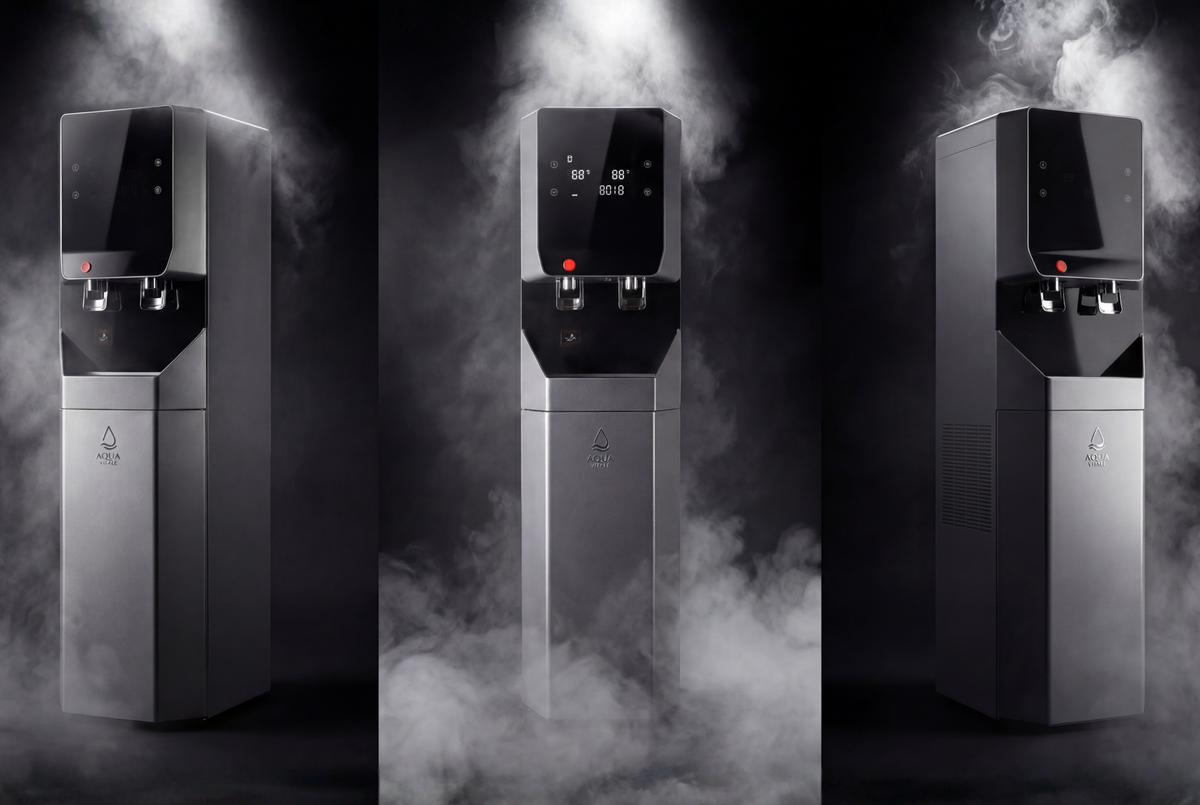 Aqua Vitale A20L atmospheric water generator shown from three angles