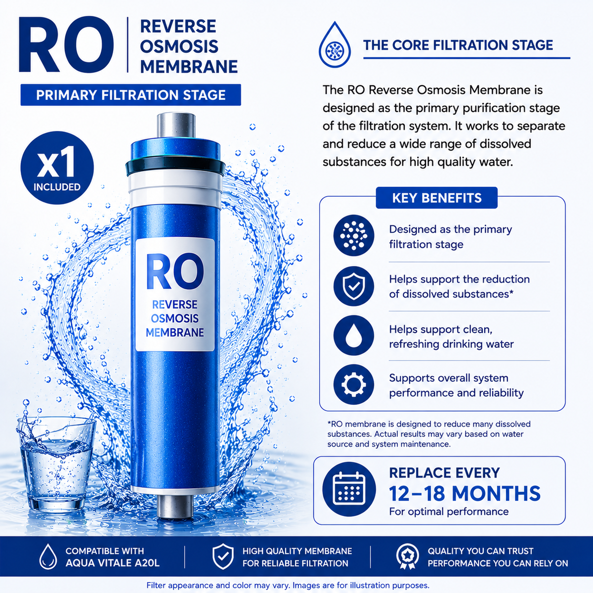 Aqua Vitale RO reverse osmosis membrane filter for A20L