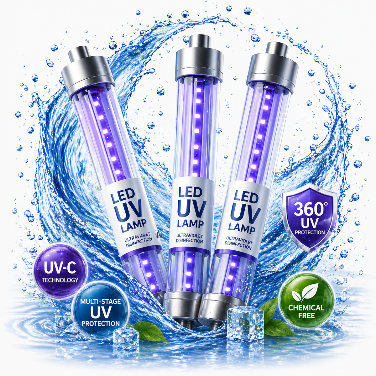 Aqua Vitale triple UV LED sterilization lamp with UV-C technology